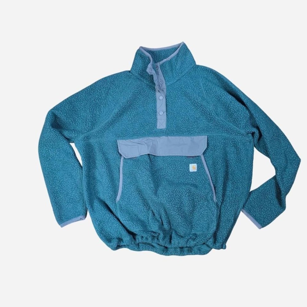 Carhartt Fleece Pullover Womens XXL TealSherpa Snap Mock Neck OJ4991-W